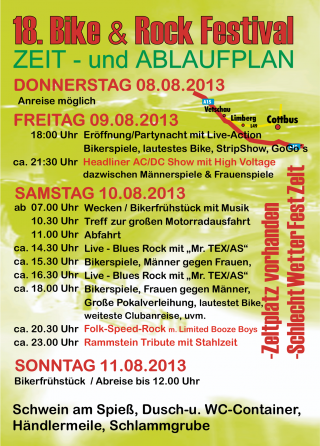 Ablaufplan 18. Bike und Rock Festival 2013